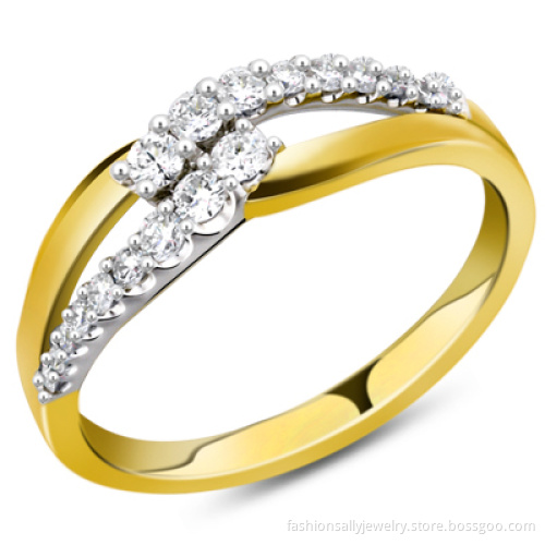 Fashion Couple Jewelry Gold 925 Sterling Silver Wedding Ring